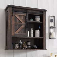 PRICES MAY VARY[BATHROOM ORGANIZER23.5L7.8W24HThis elegant wall-mounted storage cabinet is a versatile and practical way to save precious floor space in your lovely bathroomgenerating a space for small toiletries and bathroom clutter [FARMHOUSE RUSTIC STYLEMade of a blend of sturdy engineered wood with weathered natural wood grain for an abundance of classic farmhouse aestheticThe sliding barn door with smooth railing tracks could not only ensure the simple pulling convenientlybut also as an ey Farmhouse Medicine Cabinets, Wooden Bathroom Storage, Wall Mounted Medicine Cabinet, Farmhouse Storage Cabinets, Bathroom Wall Cabinet, Wall Mounted Bathroom Storage, Wall Mounted Bathroom Cabinets, Storage Cabinet Shelves