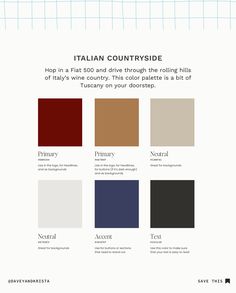 the color scheme for italian country side