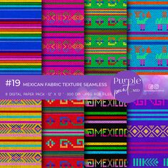 mexican fabric textures seamless pack - digital art printables for scrapbooking and more