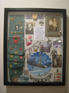 a framed photo with many different items on it