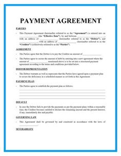 a payment agreement is shown in this document