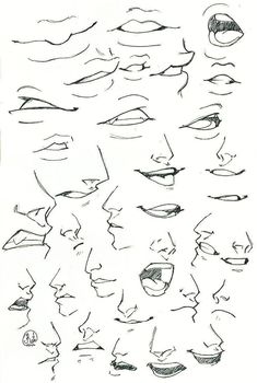 a drawing of different faces and mouths