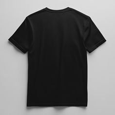 Basic Black Pre-shrunk T-shirt, Black Short Sleeve Branded T-shirt, Black Relaxed Fit T-shirt With Branding, Basic Black T-shirt With Graphic Print, Basic Black Branded T-shirt, Black Crew Neck T-shirt With Screen Print, Black Crew Neck T-shirt With Graphic Design, Black Branded Short Sleeve T-shirt, Black Branded Crew Neck T-shirt