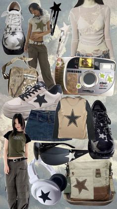 Aesthetic Skater Girl, Aesthetic Y2k Outfits, Aesthetic Outfits Y2k, Glasses Outfit, Y2k Star, Beige Outfit