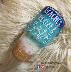 Beaches, Booze & Besties Personalized Beach Glitter Tumber Beach Tumblers, Gold Ombre, Food Safe Epoxy, Glitter Tumbler Cups, Yeti Cup, Pretty Cups, Glitter Cups, Yeti Rambler, Beach Lover