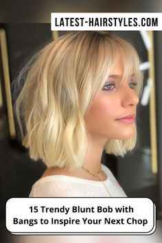 Lob Hairstyles 2023, Lob With Bangs Straight Hair, Shaggy Blonde Bob With Bangs, 2023 Bobs With Bangs, Collarbone Length Hair Bob, Blonde Lob With Bangs Fine Hair, Lob With Bangs 2023, Shaggy Lob For Fine Hair Curtain Bangs, Choppy Bob Hairstyles With Curtain Bangs