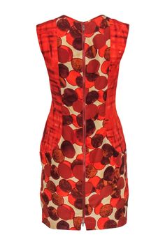 Show off your fiery side in this funky frock from Tracy Reese! Made with a '70s-inspired circle print on soft silk, this bright and bold dress is perfect for a retro-esque look. Pair with chunky heels and a headband to bring out your inner disco diva! Size 4 Shell: 100% Silk Lining: 100% Acetate Exposed back zipper Lined Sheath silhouette Scoop neckline w/ pleating Cap sleeve Open pockets on front of hip Circle print design Abstract print paneling on sides and shoulders Bust 36" Waist 31" Should Bold Dress, Disco Diva, Orange Circle, Silk Sheath Dress, Bold Dresses, Circle Print, Tracy Reese, 70s Inspired, Abstract Print