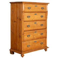 a wooden dresser with drawers and knobs on it