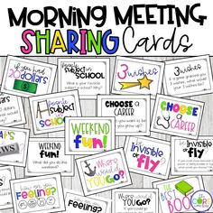 the morning meeting sharing cards for students to use on their school's bulletin boards