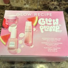 Nwt Glow Recipe Kit 3 Piece Mini Kit Includes Watermelon Glow Pore Toner, Watermelon Glow Dew Drops, And Plum Plump Hyaluronic Cream All Mini Sizes Plum Plump, Watermelon Glow, Glow Recipe, Dew Drops, Skin Care Women, Toner, 3 Piece, Watermelon, Plum