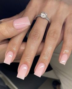 Pink Square Nails, Tapered Square Nails, Light Pink Nails, Pink Square, Glow Nails