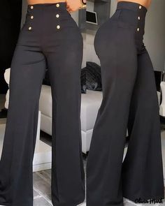 Olivia Mark - Wide-Leg Bootcut High-Waisted Pants