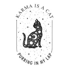 the logo for karma is a cat purring in my lab