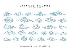 chinese clouds collection on white background