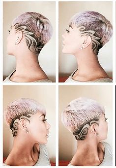 ... Undershave Designs, Hair Tattoo Designs, Undercut Hair Designs, Pixie Cut Short, Shaved Designs, Haircut Designs, Hair Tattoos, Funky Hairstyles