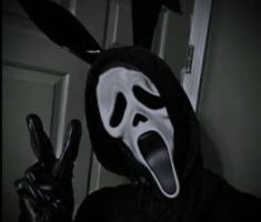 a person wearing a mask and gloves with their hands in front of the door,