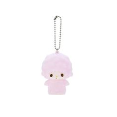 a pink keychain with a small animal on it's face and eyes