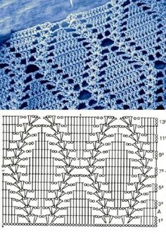 two pictures showing the same pattern as they appear in this image, and one shows how to