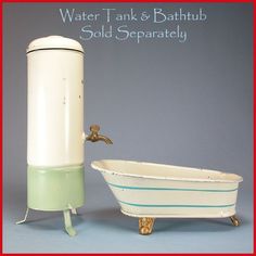 an old bathtub and sink are next to each other with the words, water tank & bathtub sold separately