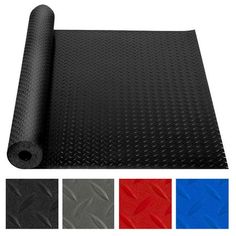 various colors of rubber flooring mats with different shapes and sizes to choose from, including black