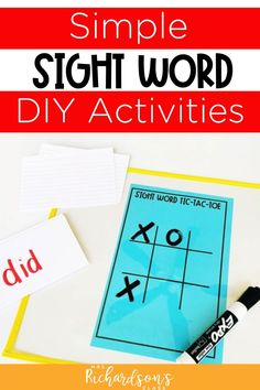 a tic - tac - toe game with the words simple sight word diy activities