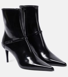 Hacker 70 leather ankle boots in black - Saint Laurent | Mytheresa New Style Shoes, Mid Heel Ankle Boots, Proenza Schouler Shoes, Buy Boots, Shoes Heels Classy, Saint Laurent Shoes, Boot Brands, Boots Fall, Shoes Booties