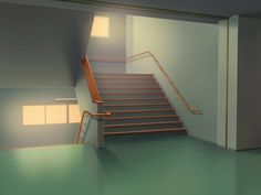 an empty room with stairs leading up to the second floor