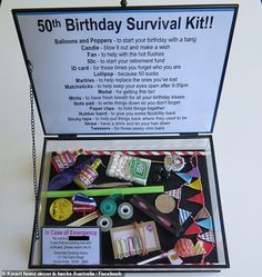 the birthday survival kit is open and ready for someone to make it into their own