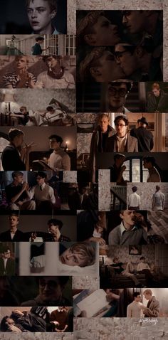 the movie poster for kill your darlings is shown in many different pictures, including two men and one woman