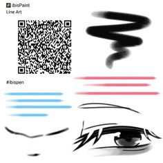 an image of a person's eye with the text line art on it and a qr code