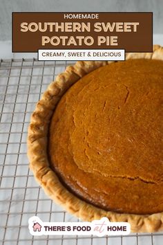 a pie sitting on top of a cooling rack