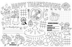 a thanksgiving card with the words happy thanksgiving written in black and white, on top of a