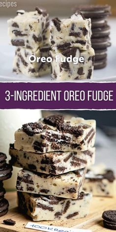 three ingredient oreo fudge on a plate with cookies