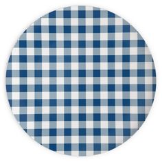 a blue and white checkered plate on a white background with the words,'i love