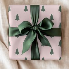 Pink and green Christmas Wrapping Paper Roll.  This lovely gift wrap is printed on premium luxury paper and will look stunning under your tree.  Great gift wrap for friends, daughters, coworkers, mothers, etc. .: Material: 90 gsm fine art paper .: Available in three sizes: 30" × 36", 30" × 72" and 30" x 144" .: One side print .: Matte or glossy finish .: Paper sourced from Germany .: White space at top and bottom edges with a bar and QR code Pink And Green Christmas Wrapping, Christmas Tree Wrapping Paper, Christmas Tree Gift, Pink Christmas Tree, Luxury Paper, Christmas Tree With Gifts, Tree Gift