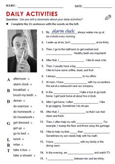 the worksheet for daily activities to teach children about their life and work with them