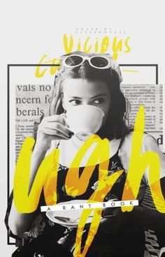 a poster with the words work and a woman holding a coffee cup in her hand