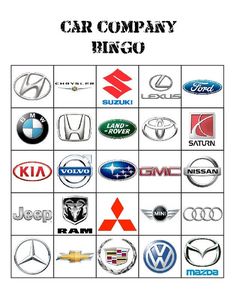 the car company logo is shown in black and white, with many different logos on it