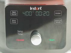 an instant pot pressure cooker with the time displayed