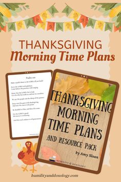 thanksgiving morning time plans with an image of a turkey and leaves on the front cover