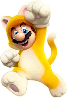 the super mario bros wii character is jumping in the air with his arms and legs up