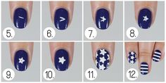 Stars On Nails How To Paint, Nail Art Stars Diy, How To Paint Star On Nail, How To Make A Star Nail Art, Star Nail Designs Tutorial, Diy Stars On Nails, Easy Star Nail Tutorial, How To Put Stars On Nails, How To Draw A Star On Your Nails