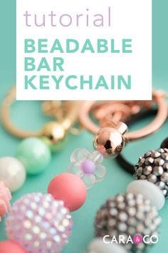 beaded keychain with text overlay that reads how to make an easy bead