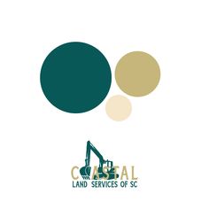 the logo for cavaldal land services of sc, with an excavator and