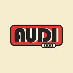 the audi logo is shown in red and black