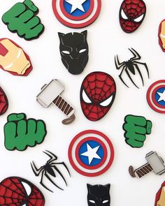 the avengers and spider - man cookies are decorated with fondant