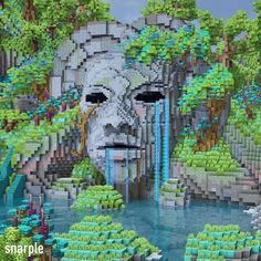 an image of a man's face made out of lego blocks in the water