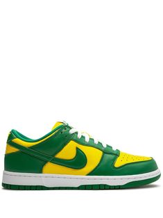 Supplied by a premier sneaker marketplace dealing with unworn, already sold out, in demand rarities. Each product is rigorously inspected by experienced experts guaranteeing authenticity. The Nike Dunk Low “Brazil" is a remastered version of the shoe that debuted in 2001 and pays homage to the vibrant colors of the Brazilian flag. In 2020 Nike decided to bring back a few of the most coveted Dunks from the shoe’s glory years as part of its lineup of spring and summer releases. With a classic two- Jordan Dunks Shoes, Nike Dunk Low Brazil, Dunk Low Brazil, Brazil Dunks, Nike Dunk Low Sp, Nike Leather, Brazilian Flag, Sneakers Green, Nike Branding