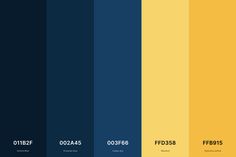 an image of the color scheme for colors in yellow, blue and black with text on it