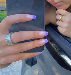 Purple French Tip, Purple French, Simple Acrylic Nails, Summer Acrylic Nails, Heart Nails, Dream Nails, Funky Nails